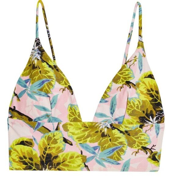 NWOT TOPSHOP IDOL Tropical Print Triangle Bikini Top - Picture 3 of 7